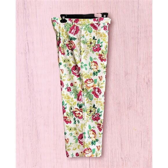 Willi Smith Floral Front Zip Cropped Stretch Pants-Size 12P - Picture 7 of 7